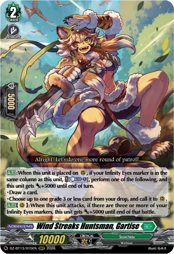 Wind Streaks Huntsman, Gartise